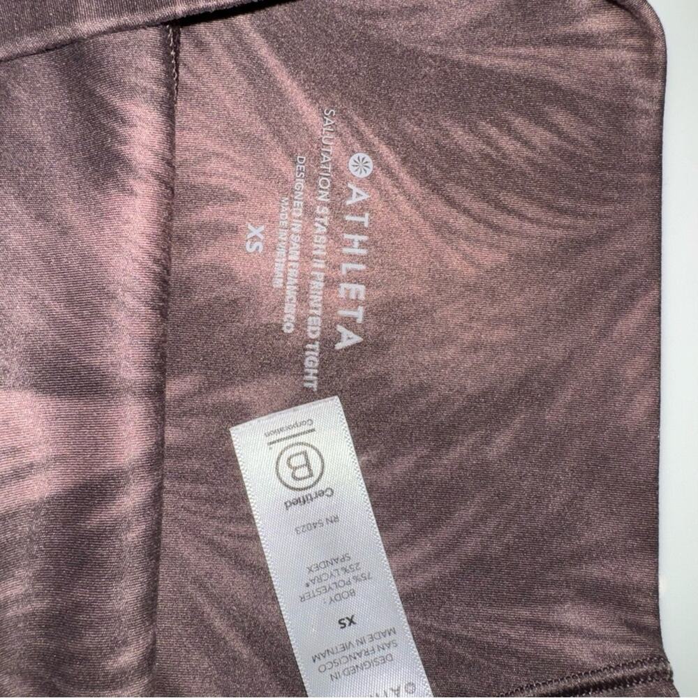 Athleta SALUTATION STASH POCKET II PRINTED TIGHT Ava Smoked Almond Brown XS - Picture 10 of 11